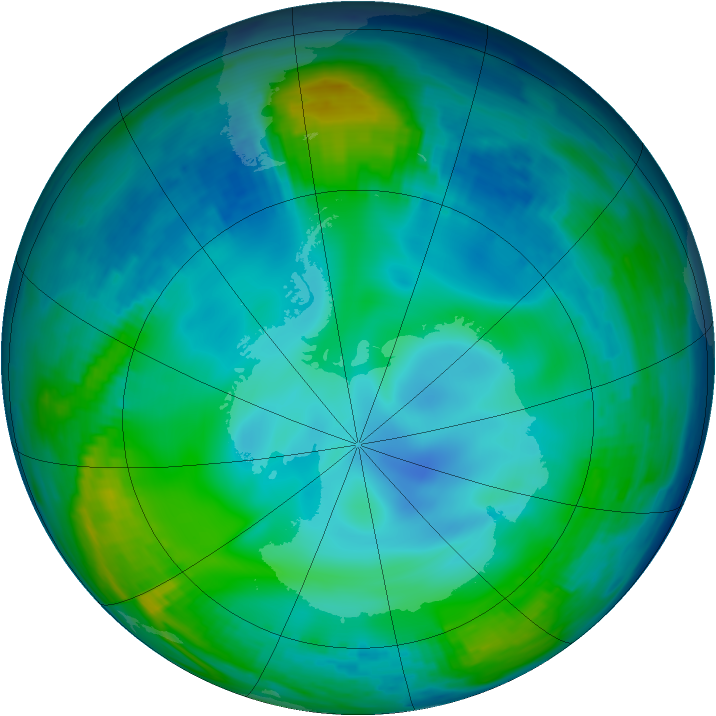 Antarctic ozone map for 26 June 1997